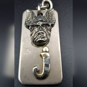 Viking initial j brutalist necklace pendant. P109